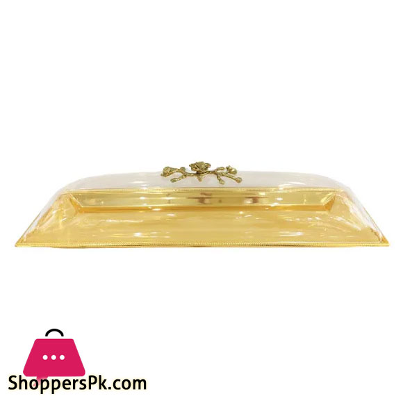 Orchid Long Dish W-Cover Large - Gold