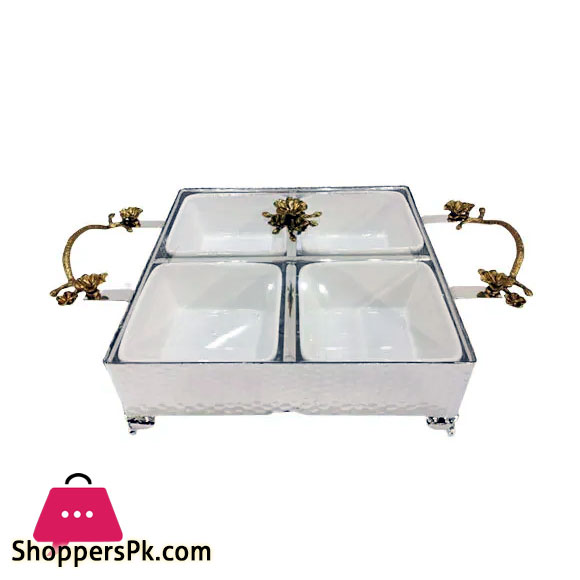 ORCHID Square Condiment Silver Set 4 Part