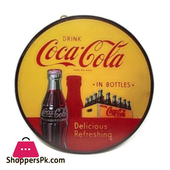 Coca Cola Hanging Wooden Frame Round - Cafe Decor