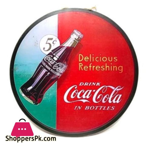 Coca Cola Hanging Wooden Frame Round - Decor