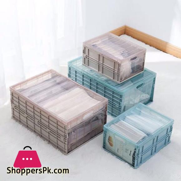 Collapsible Plastic Storage Crate Box Wardrobe Stackable Home Garage Warehouse Desktop Storage Box Car Organizer - Medium