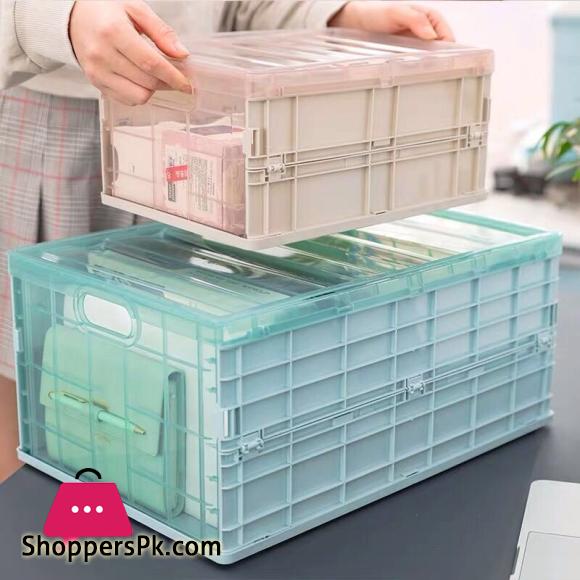 Collapsible Plastic Storage Crate Box Wardrobe Stackable Home Garage Warehouse Desktop Storage Box Car Organizer - Medium