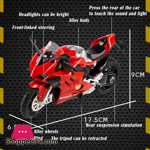 Ducati V4S Motorcycle Model Iocomotive Toy With Light Simulation Childrens Diecast Toy Car Christmas Gift Car Decoration