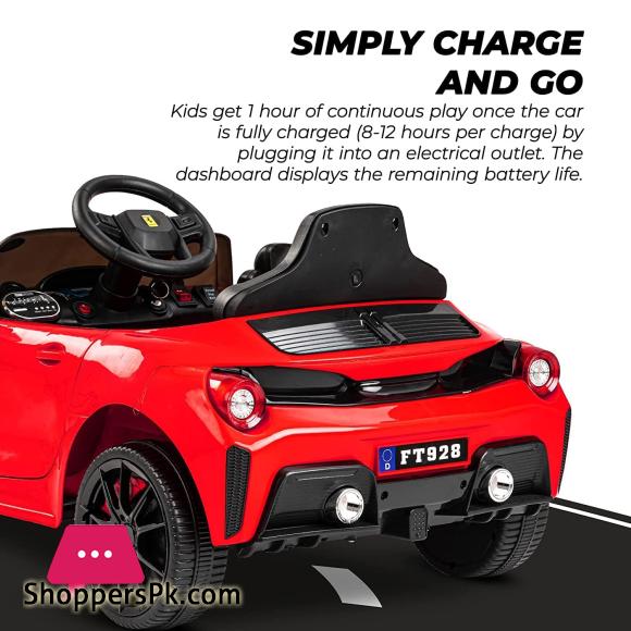 Electric M6 Ferrari Ride on Car for Kids with Rechargeable Battery Music Lights Baby Toy Car with Remote Control Racing Car Ride on Motor Car for Kids (Red)