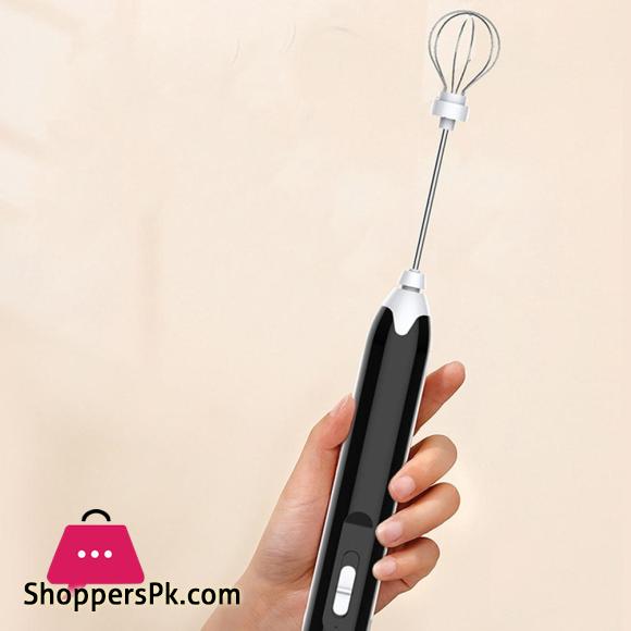MEOKO Electric Stainless Steel Household Egg Beater Handheld Egg Beater for Baking (Black)
