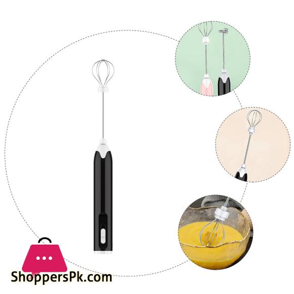 MEOKO Electric Stainless Steel Household Egg Beater Handheld Egg Beater for Baking (Black)