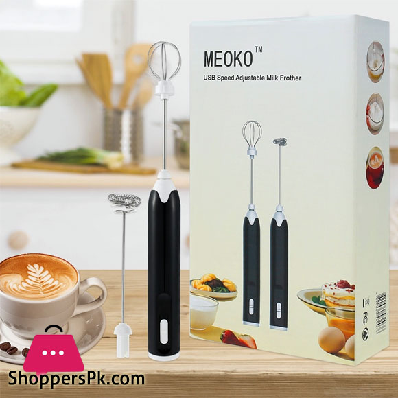MEOKO Electric Stainless Steel Household Egg Beater Handheld Egg Beater for Baking (Black)