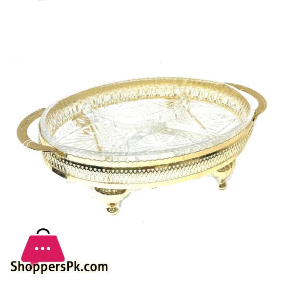 Fancy Golden 4 Division Dish With Lid
