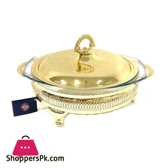 Fancy Golden Round Casserole With Lid