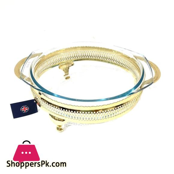 Fancy Golden Round Casserole With Lid