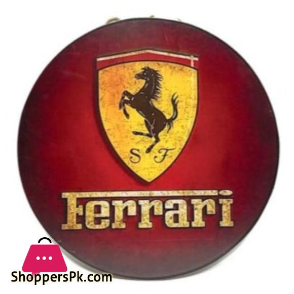 Ferrari Hanging Wooden Frame Round - Home Decor