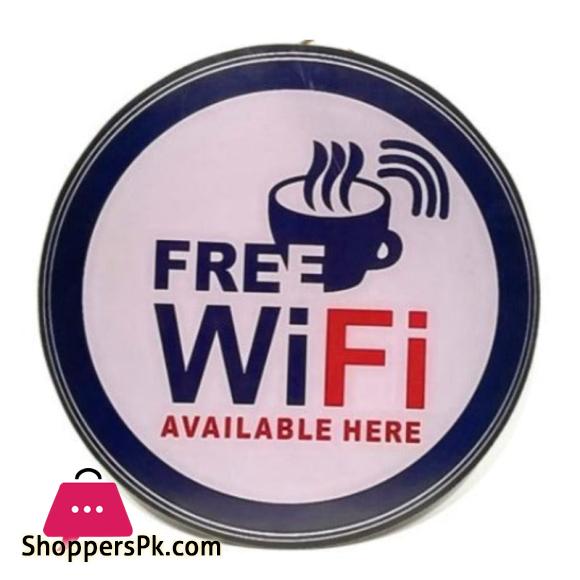 Free Wifi Hanging Wooden Frame Round - Cafe Decor