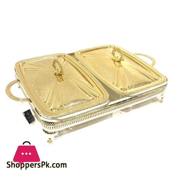 Golden Double Casserole With Lid- Large