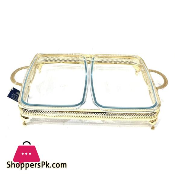Golden Double Casserole With Lid- Large