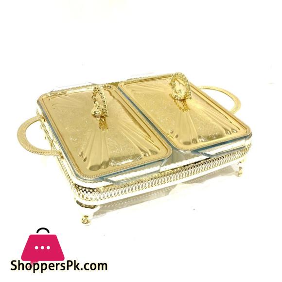 Golden Double Casserole With Lid-Small