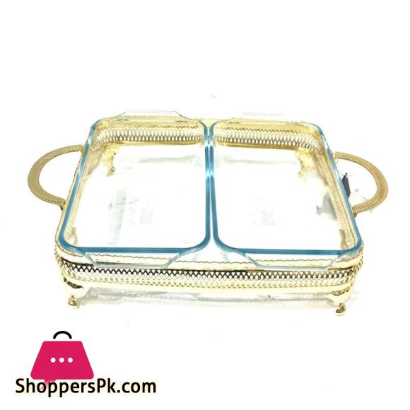 Golden Double Casserole With Lid-Small