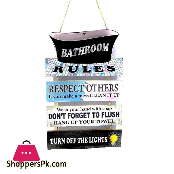Hanging Bathroom Rules Board Decor
