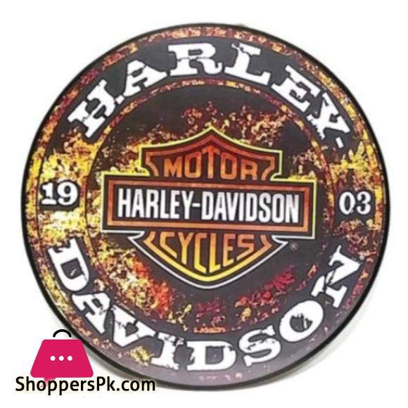 Harley Davidson Hanging Wooden Frame Round Decor