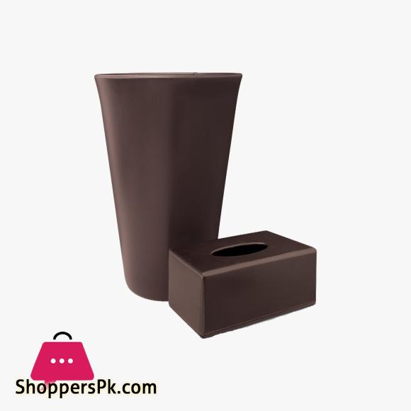 Appollo Leather Tissue and Bin Set