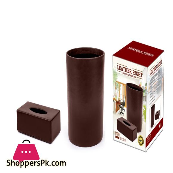 Appollo Leather Tissue and Bin Set