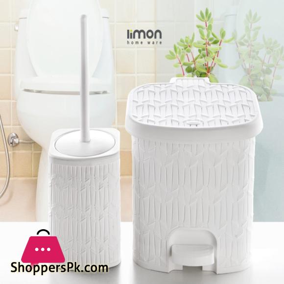 Limon Dustbin and Toilet Brush Set