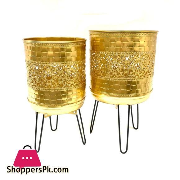 Metal Planter With Folding legs (Set of 2)