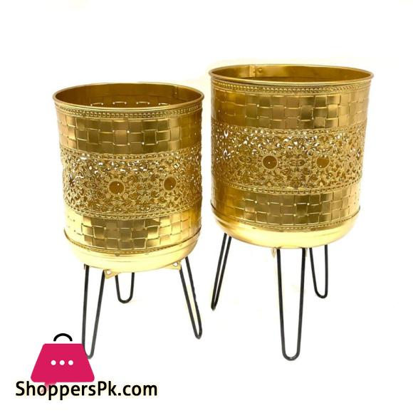 Metal Planter With Folding legs (Set of 2)