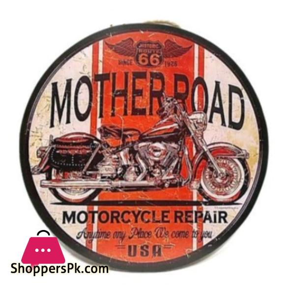 Mother Road Hanging Wooden Wall Frame Round