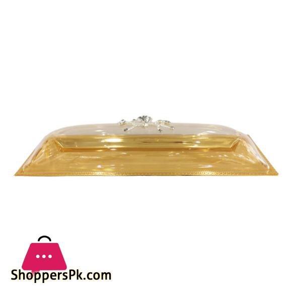 Orchid Long Dish With Cover Large Gold