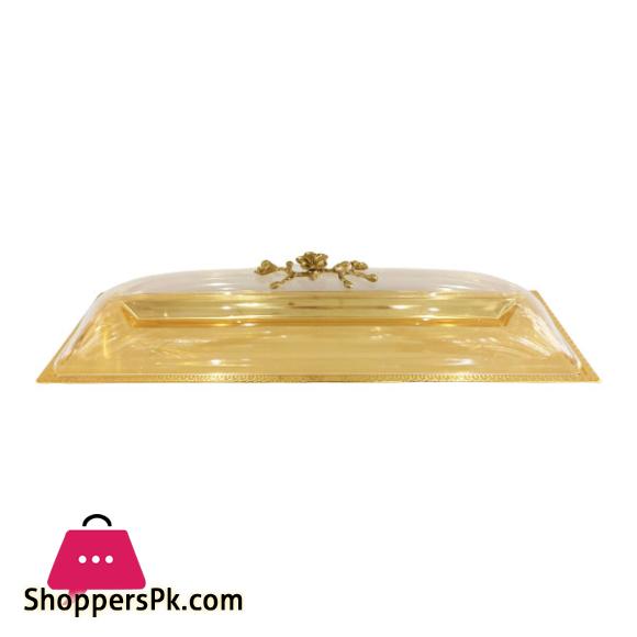 Orchid Long Dish With Cover Large Gold-CD6384