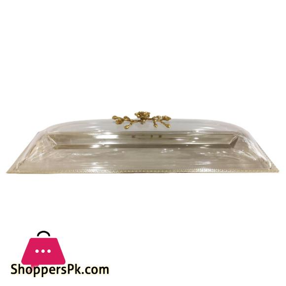 Orchid Long Dish With Cover Large Silver
