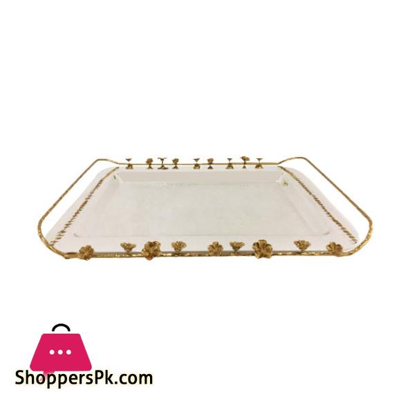 Orchid Rectangular Tray Large (Silver)