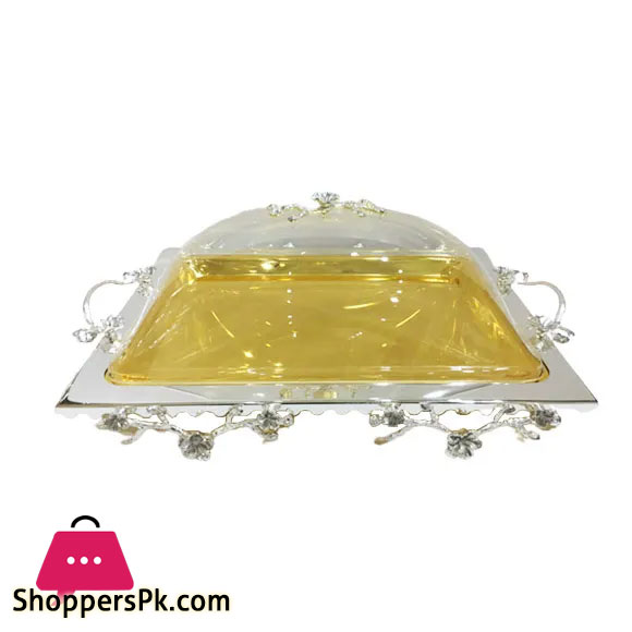 Orchid Rectangular Tray With Cover XL - Gold