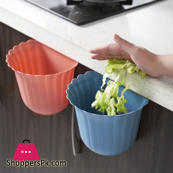 Over the Cabinet Kitchen Trash Can Flower Shape Cabinet Door Hanging Dustbin Creative Hanging Trash Can
