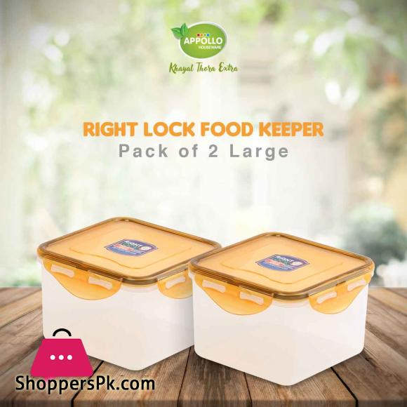 Appollo Right Lock Food Keeper - Pack of 2 (Large-900ml)
