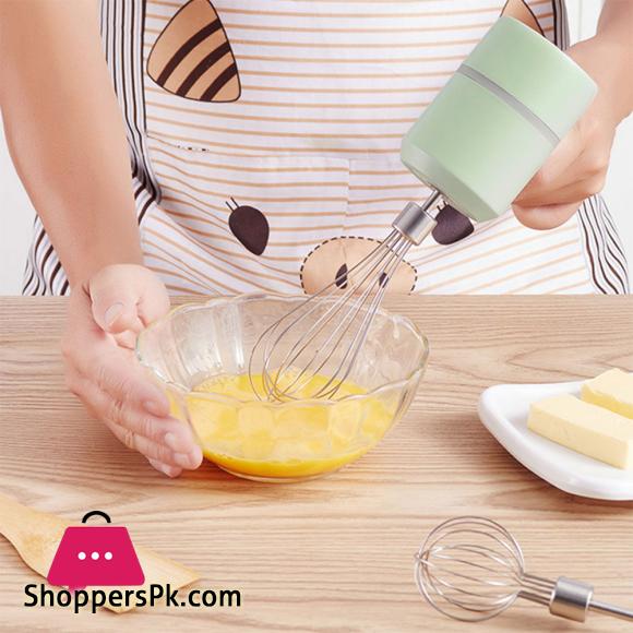 USB 2 in 1 Wireless Electric Garlic Chopper Whisk Egg Beater with Stirring Rods Kitchen Handheld Mixer