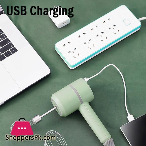USB 2 in 1 Wireless Electric Garlic Chopper Whisk Egg Beater with Stirring Rods Kitchen Handheld Mixer