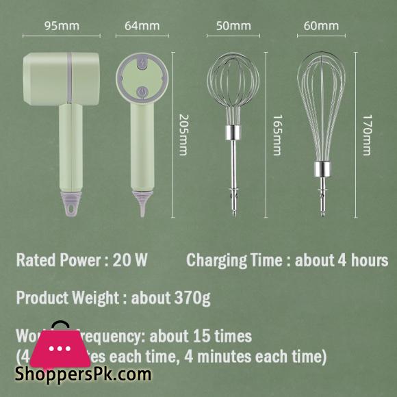 USB 2 in 1 Wireless Electric Garlic Chopper Whisk Egg Beater with Stirring Rods Kitchen Handheld Mixer