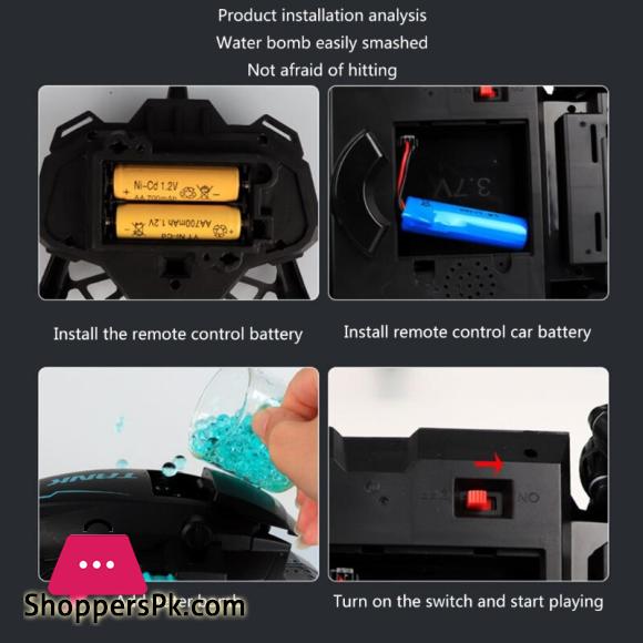 Appollo Water Bomb Armored Car 2.4G Remote Control Tank Toy Car Four wheel Drive 360° Flips with Lights Gift for Kids