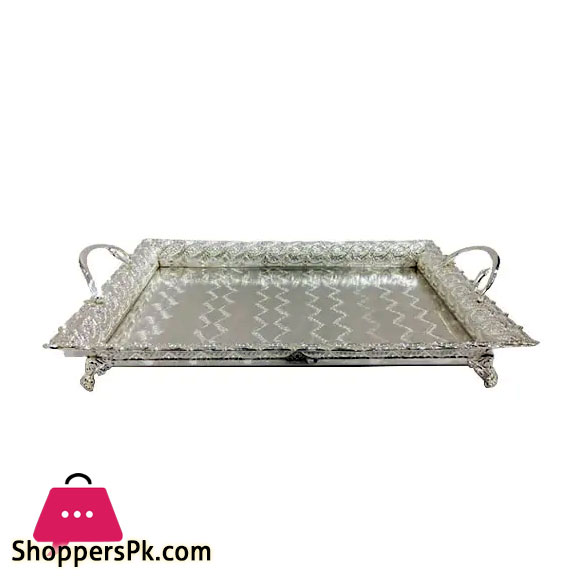 Orchid Square Serving Tray-Large (Silver)