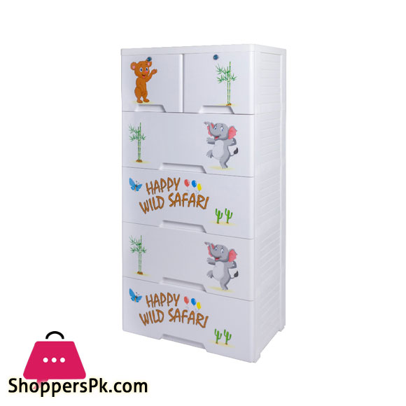 Wild Safari Kideez Plastic Drawers Cabinet 4+2 - Jumbo