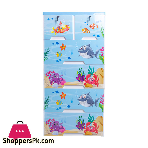 Aqua Kideez Plastic Drawers Cabinet 4+2 - Jumbo