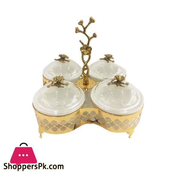 Orchid 4 Portions Snack/Dry Fruits Serving Bowl Gold