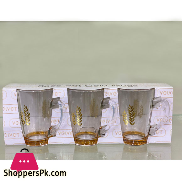 Luxe Design Mugs With Gloden Print - 3pcs