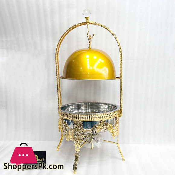 Chafing Dish with Stand for Soup Warming Food Warmer Metal Buffet Ceramic for Wedding Home Dishes & Plates Round Service Tray-8L