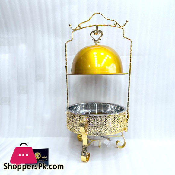 Chafing Dish with Stand for Soup Warming Food Warmer Metal Buffet Ceramic for Wedding Home Dishes & Plates Round Service Tray-4L