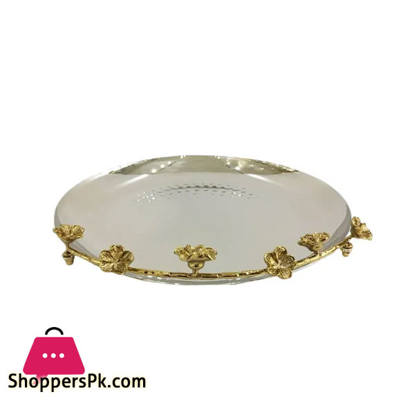 Orchid Round Serving Plate-Medium (Silver)