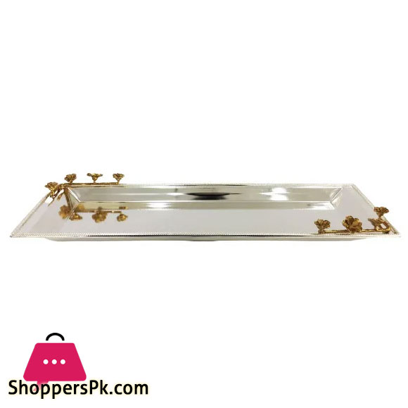 Orchid Long Serving Dish-Large (Silver)