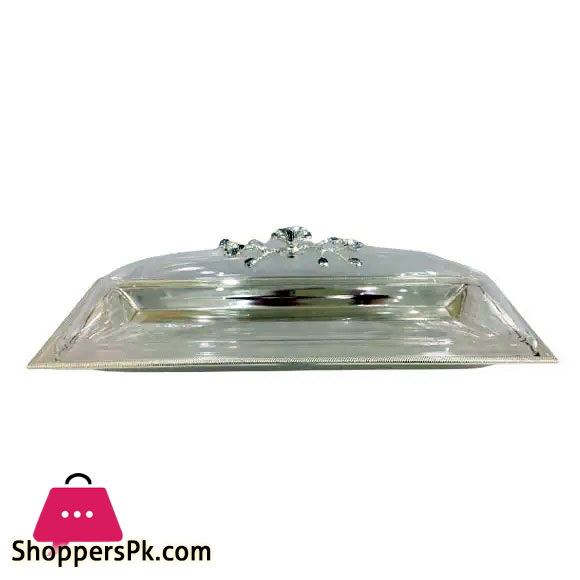 Orchid Long Dish With Cover Medium Silver