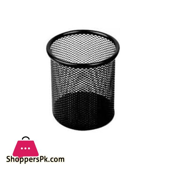 2 Pack Pen Holders Metal Pencil Holder Pen Organizer for Desk Office Two Kinds of Shapes Circular and Square Black